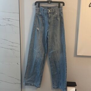 Express Distressed Blue Wide Leg Jeans